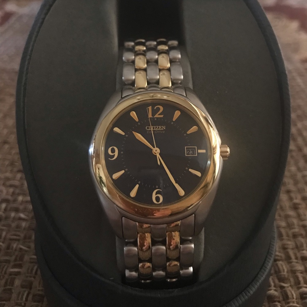 Citizen Two-Tone Gold and Silver Men's Dress Watch with Black Dial